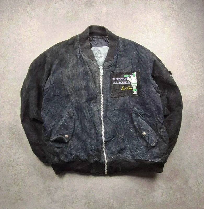 Blouson vintage North Alaska bomber noir brodé taille L