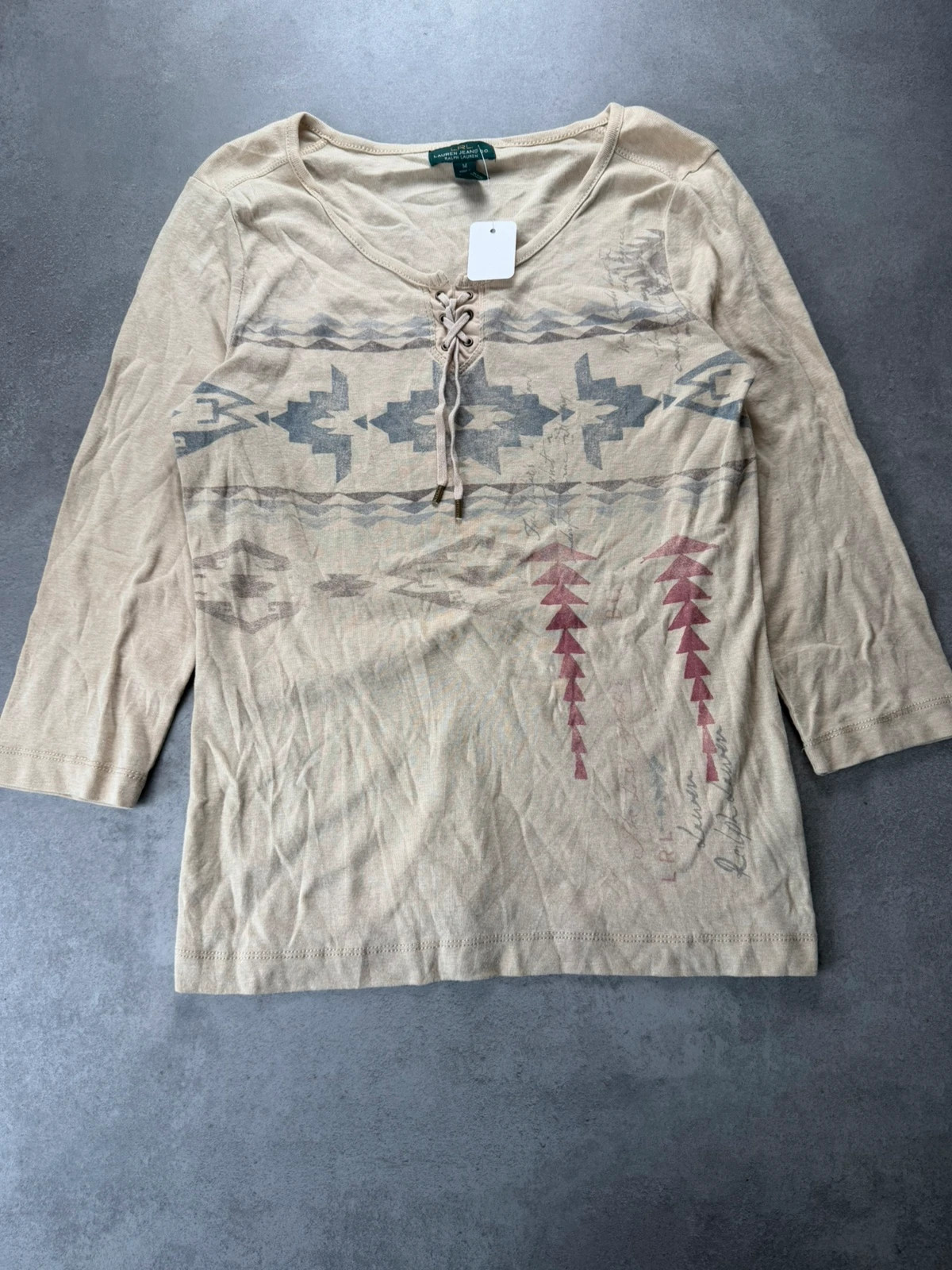 Top Lauren Jeans Co Ralph Lauren aztèque beige M LRL363