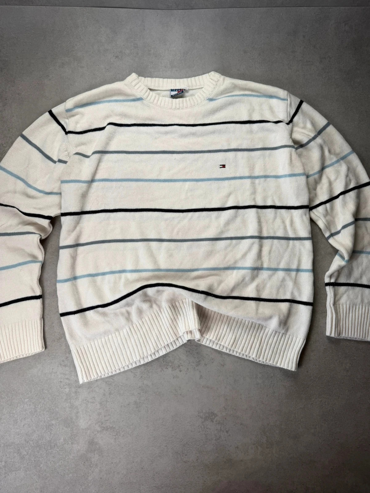 Pull Tommy Hilfiger rayé écru L PTHO531