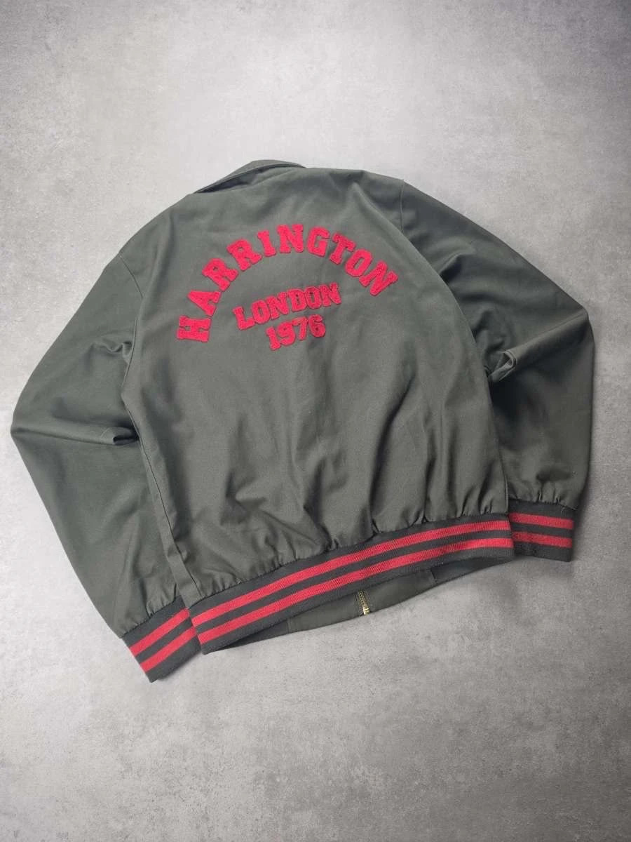 Veste Harrington vintage kaki brodée XS