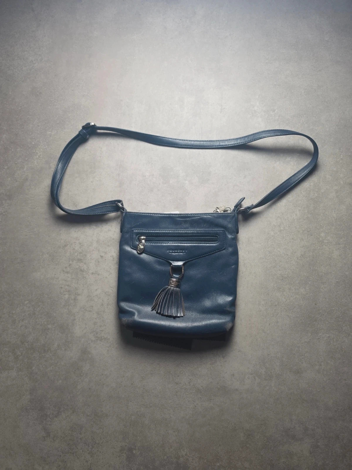 Sac bandoulière Pourchet cuir bleu marine POO1134